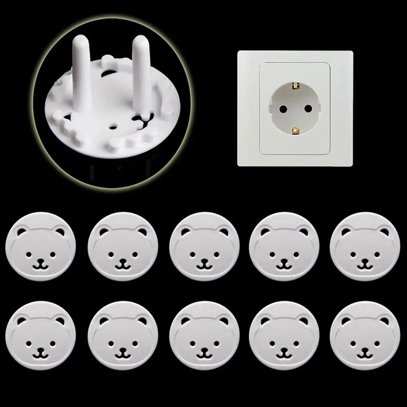 Outlet Cover Baby - 10 ชิ้น EU Power Socket ป้องกันหมีหนาเด็กความปลอดภัยปลั๊กไฟฟ้า